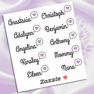 Sticker Liste d'invités 10 Noms Drôle Amusant Bulle de Par