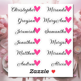 Sticker Liste d'invités personnalisée 12 noms Calligraphie
