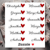 Liste d'invités personnalisée 12 noms Calligraphie