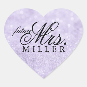 Sticker - Lit Purple Glit Heart Fab future Mrs.