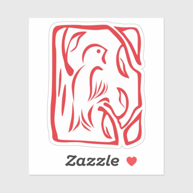 Sticker Little Red Bird (Feuille)