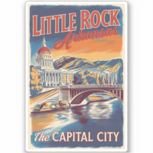 Sticker Little Rock Arkansas Peinture Voyage Art Vintage