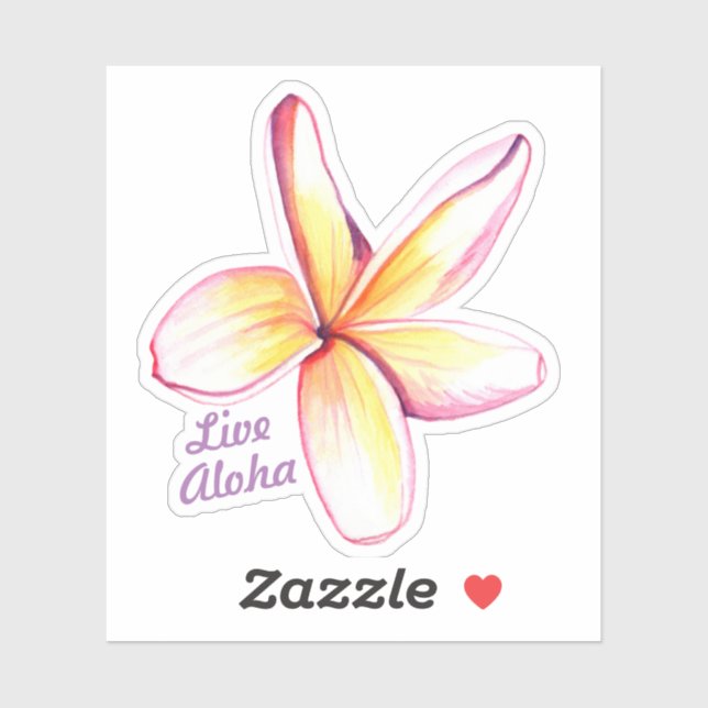 Sticker Live Aloha Hawaiian Plumeria (Feuille)