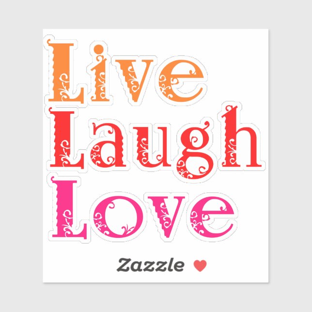 Sticker Live Laugh Love (Feuille)
