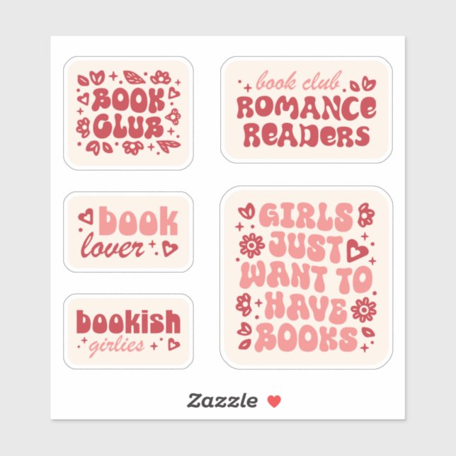 Sticker Livre amoureux filles club citations pack (Feuille)