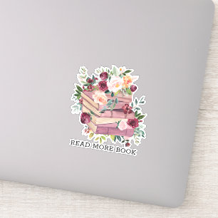 Sticker Livre aquarelle et citation de lecture de fleur de