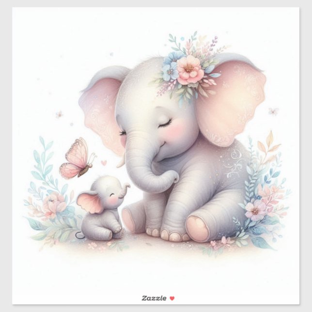 Sticker Livre D'Histoire Bois Bébés Éléphant Et Bébé (Feuille)