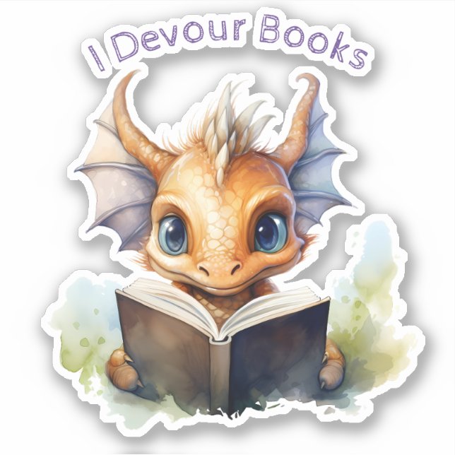 Sticker *~* Livre Lecture Bébé Dragon AP88 I DEVOUR (Devant)