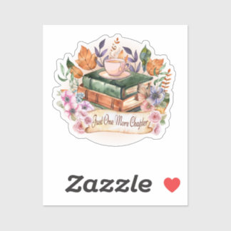 Sticker Livres aquarelles vintage et café juste un de plus