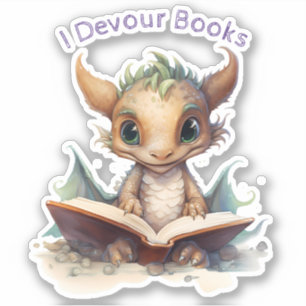 Sticker *~* Livres Lecture Bébé Dragon - I DEVOUR AP88