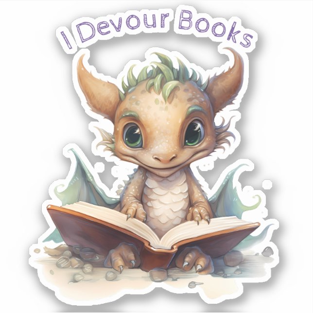 Sticker *~* Livres Lecture Bébé Dragon - I DEVOUR AP88 (Devant)