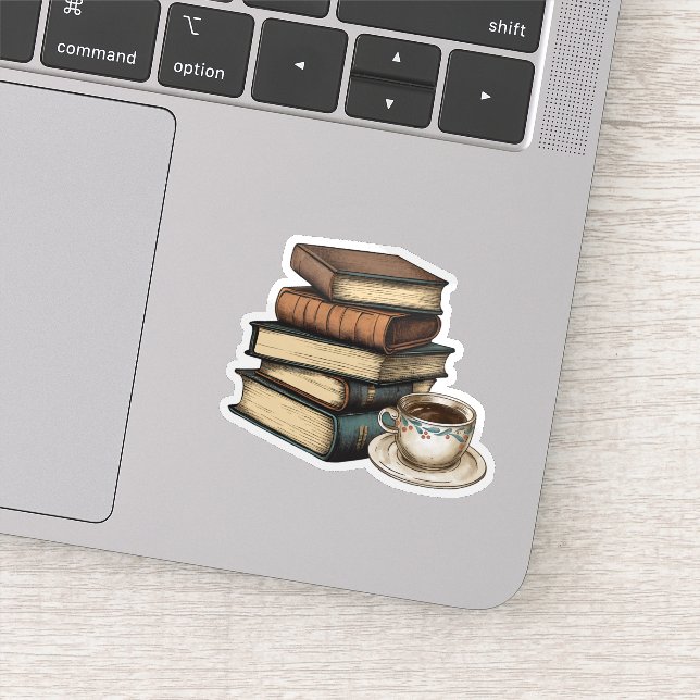 Sticker Livres vintages et café étanche (Détail)