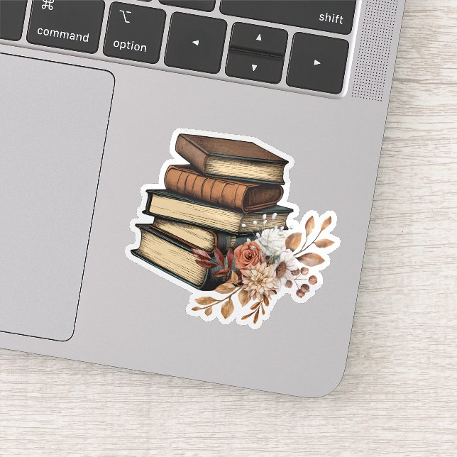 Sticker Livres vintages et fleurs étanches (Détail)