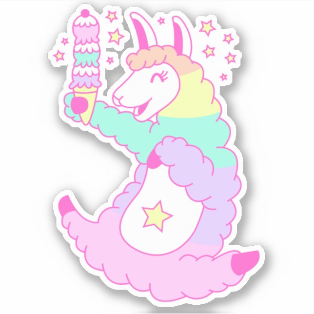 Sticker Llama arc-en-ciel (Devant)