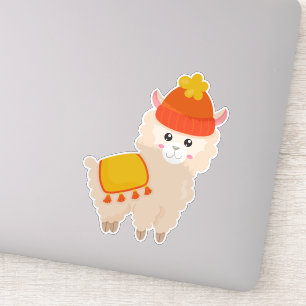 Sticker Llama D'Automne, Cute Llama, Alpaca, Llama Avec Ca