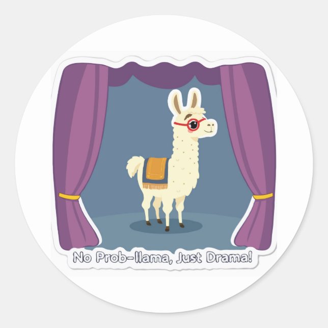 Sticker Llama Drama - Pas de Prob-Llama, Juste Dra (Devant)