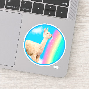 Sticker Llama Licking Rainbow