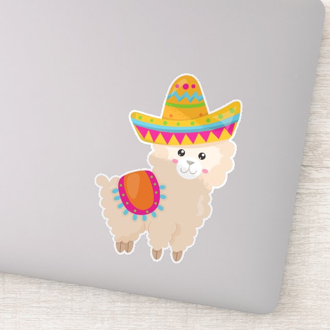 Sticker Llama mexicaine, Llama mignonne, Alpaca mignonne,  (Détail)