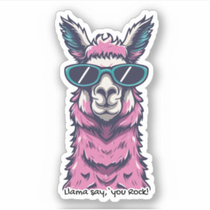 Sticker Llama vous dit Rock   Pose ironique dans les lunet