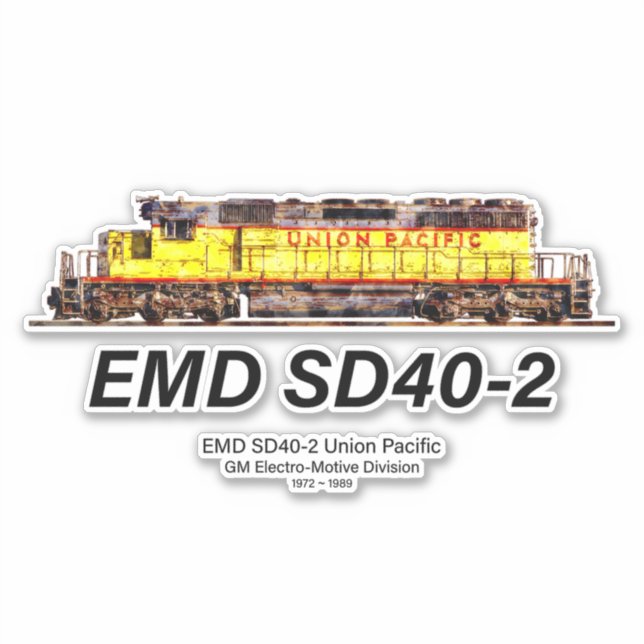 Sticker Locomotive diesel EMD SD40-2. Union Pacifique (Devant)