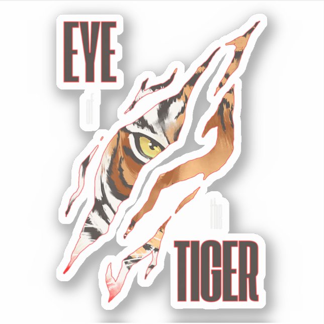 Sticker L'Oeil Du Tigre Slash Claw Rip Les Yeux Du Tigre.  (Devant)