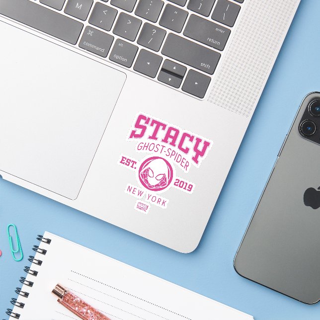 Sticker Logo Collégial Ghost-Spider Gwen Stacy (Ordinateur portable avec iPhone)