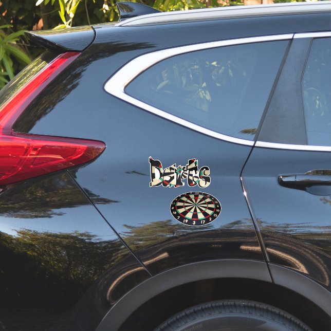 Sticker Logo de fléchettes et cible,  (Coté voiture)