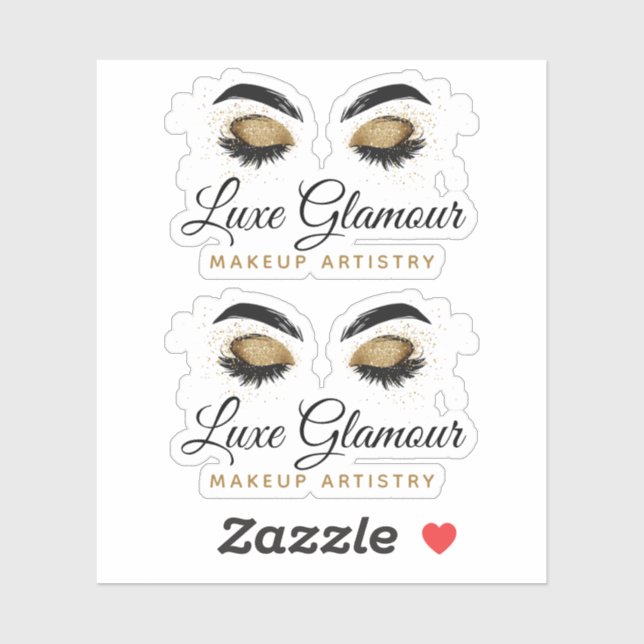 Sticker Logo de Maquilleuse pour Cils et Sourcils Dorés Gl (Feuille)