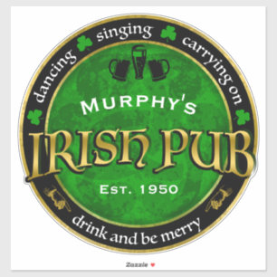 Sticker Logo de Personalized, Round Irish Pub