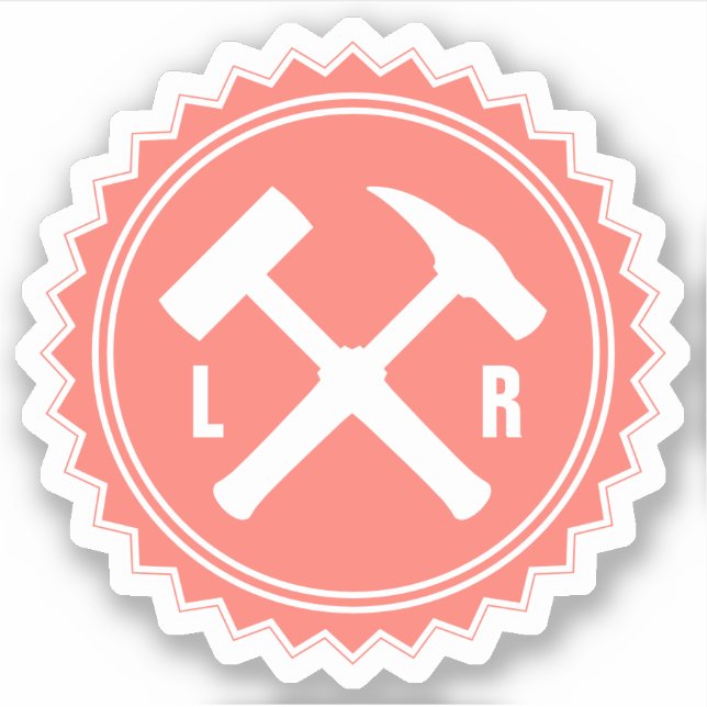 Sticker Logo du marteau du géologue avec vos initiales sur (Devant)