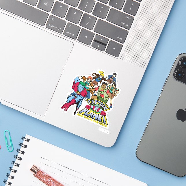 Sticker Logo graphique du Capitaine Planet & the Planeteer (Ordinateur portable avec iPhone)
