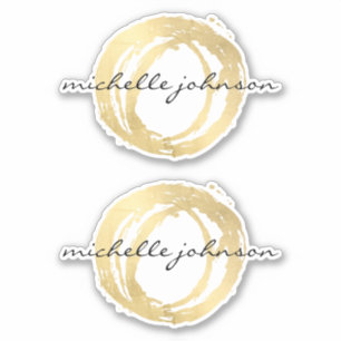 Sticker Logo Luxe Faux Gold Peint Cercle Designer