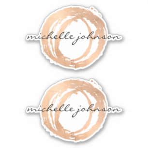 Sticker Logo Luxe Faux Rose Gold Peint Cercle Designer