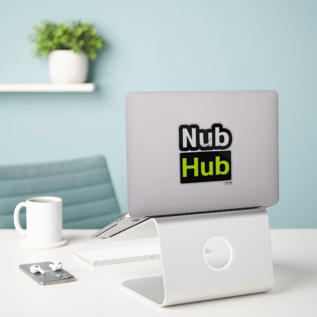 Sticker Logo Nub Hub Avec Triage Noir (Ordinateur portable sur le bureau)