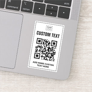 Sticker Logo personnalisé, code QR et texte blanc
