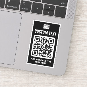 Sticker Logo personnalisé, code QR et texte noir et blanc