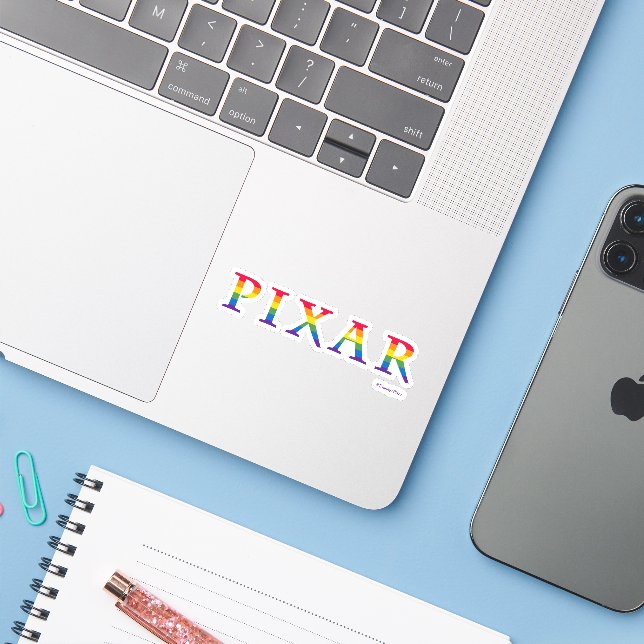 Sticker Logo Pixar Rainbow (Ordinateur portable avec iPhone)