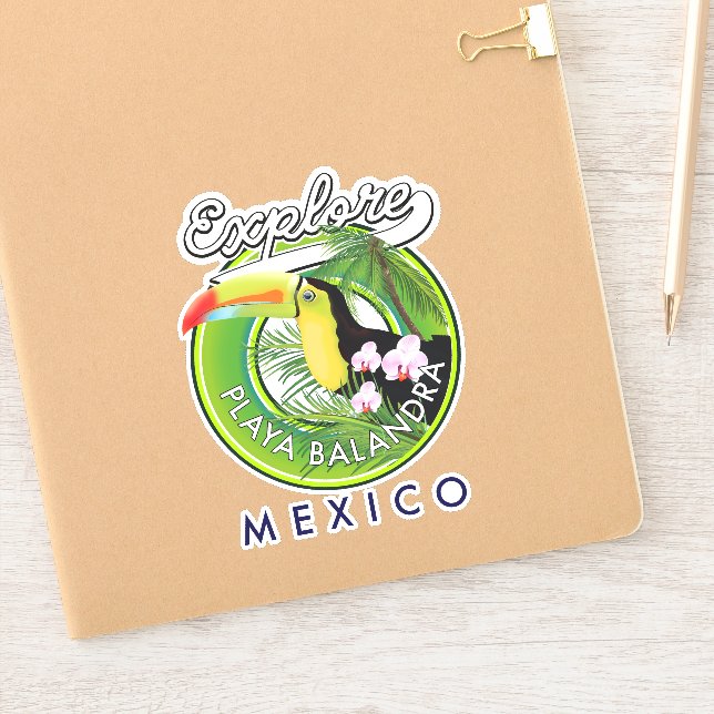 Sticker Logo rétro de Playa Balandra Mexique (Carnet)