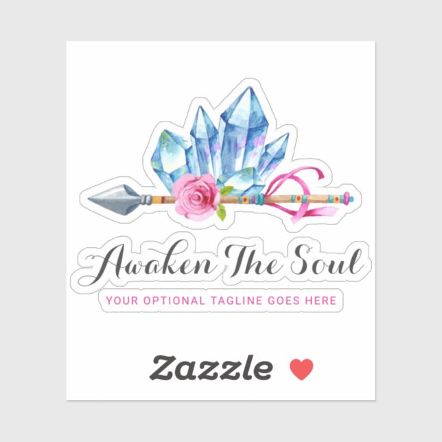 Sticker Logo Rustique Bohème Cristal Gems Arrow Aquarelle (Feuille)