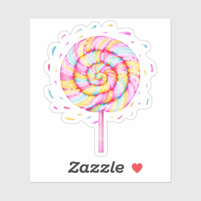 Sticker Lollipop Sweet Candy Caramel Drops Illustration (Feuille)