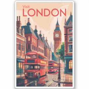 Sticker Londres Angleterre Travel Art Vintage