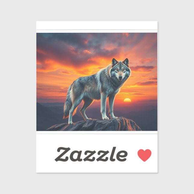 Sticker Lone Wolf at Sunset (Feuille)