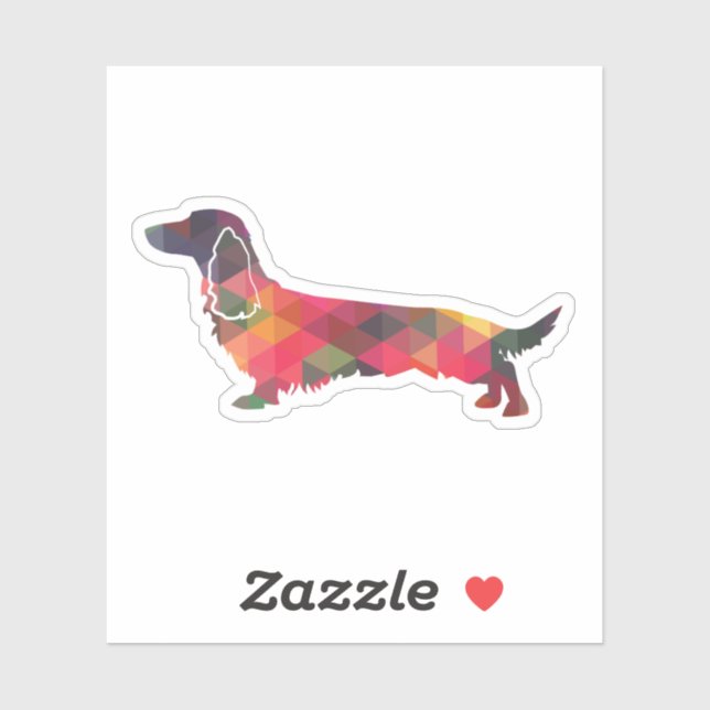Sticker Long Haied Dachshund Geo Silhouette Multi (Feuille)