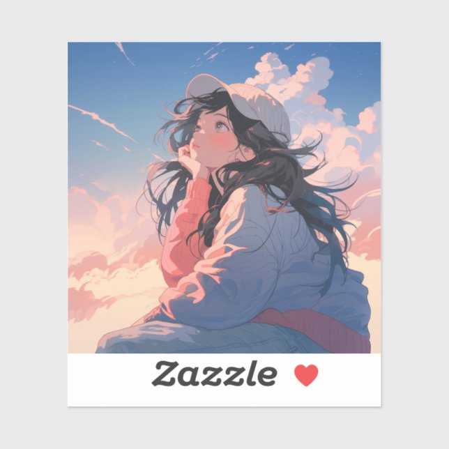 Sticker Look up the sky | 東京娘 GenerartiveAI シール (Feuille)