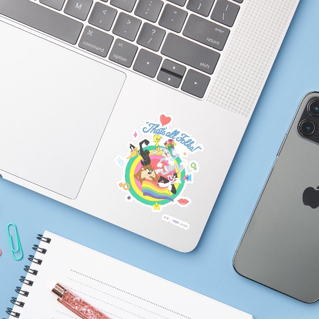 Sticker LOONEY TUNES™ - C'est tout le monde ! Pride Bullse (Ordinateur portable avec iPhone)