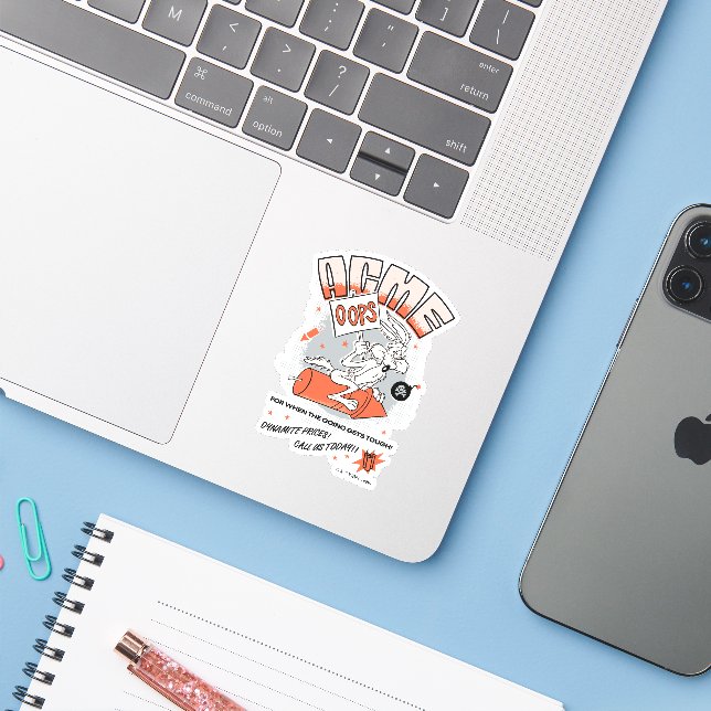 Sticker LOONEY TUNES™ | WILE E. COYOTE™ ACME Dynamite (Ordinateur portable avec iPhone)