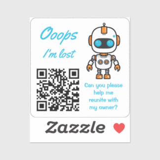Sticker Lost Item Return QR Handy Bot Blue Text