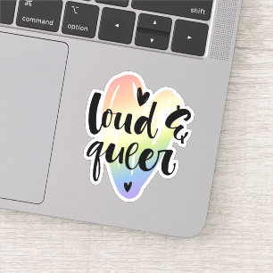 Sticker Loud & Queer   Coeur aquarelle