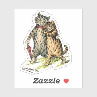 Sticker Louis Wain Cat Couple