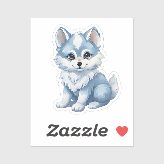 Sticker Loup de caricature (Feuille)